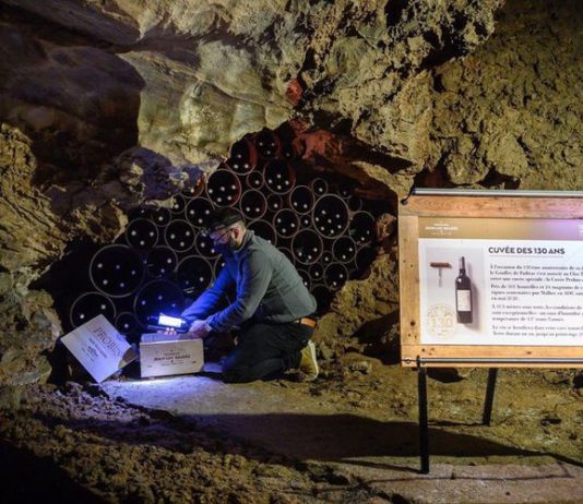 Nach einem Jahr Reifung in 103 m Tiefe wurden 500 Weinflaschen aus der Padirac-Schlucht geholt