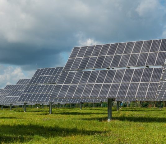 Solarkraftwerke auf verbrannten Waldflächen in der Gironde photovoltaic-system