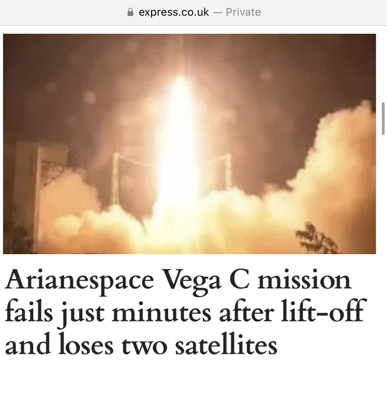 Raumfahrt: Vega-C-Rakete mit zwei Airbus-Satelliten an Bord nach dem Start verloren