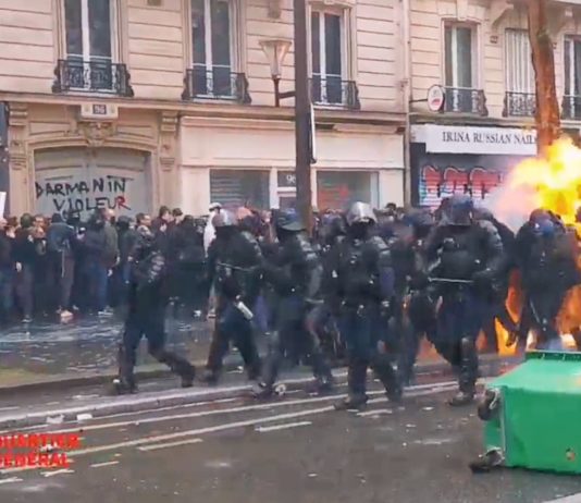 1. Mai-Demonstrationen: Polizisten werden in Paris von Molotowcocktail getroffen Gewalt_Demo_Paris_ScreenTW
