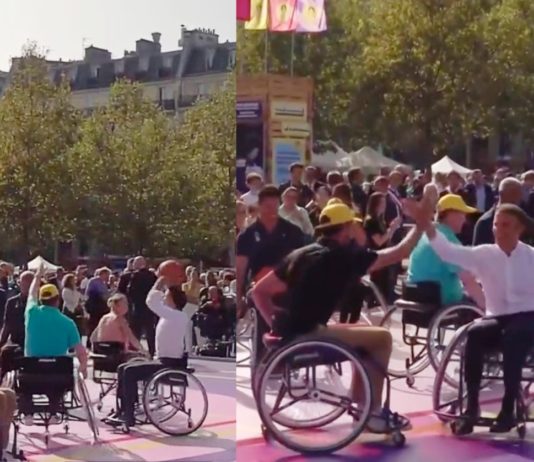 Paris: Emmanuel Macron spielt Rollstuhl-Basketball Macron_Rollstuhl_Basketball_ScreenX