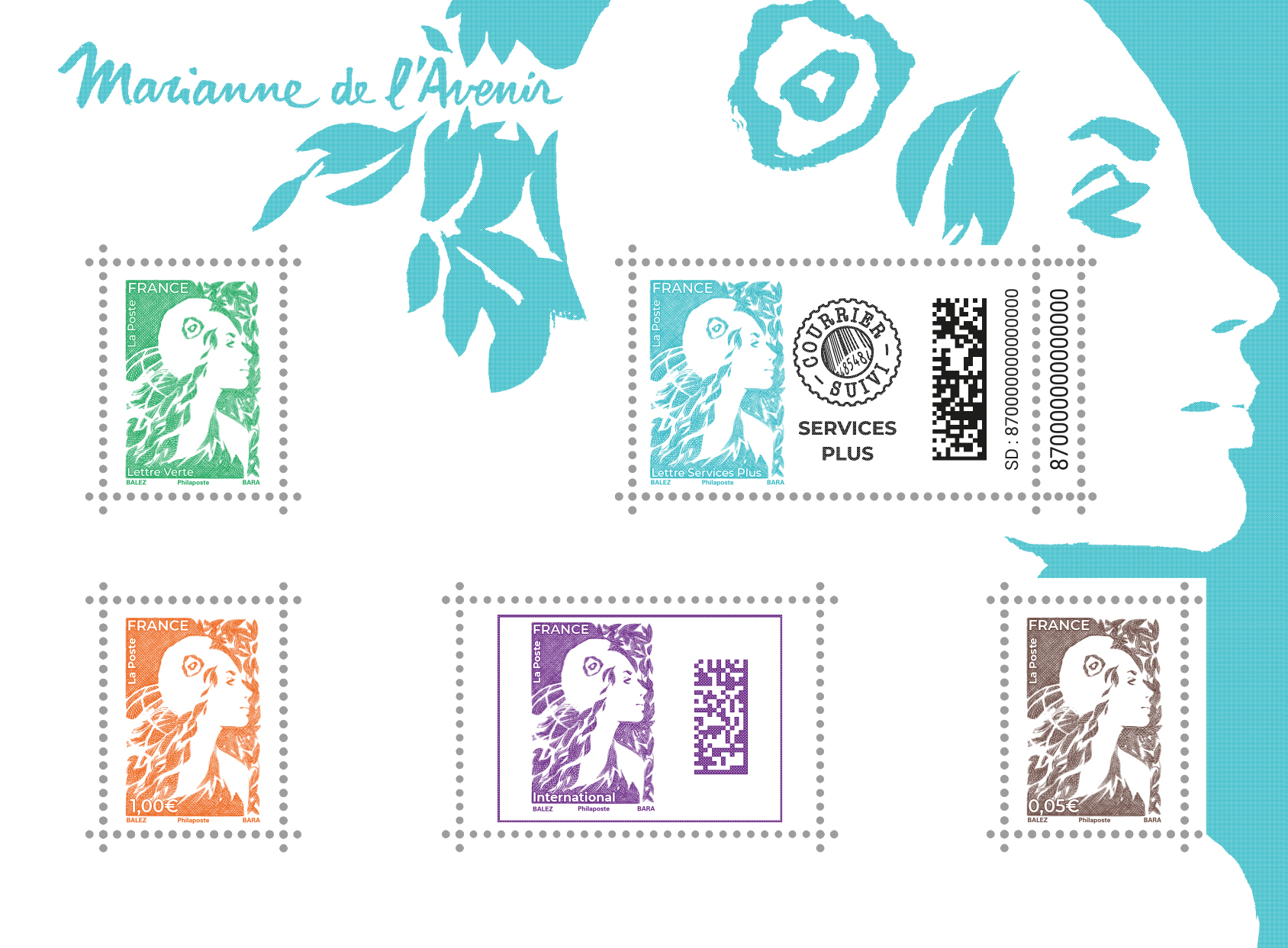 La Poste bringt neue Briefmarke mit dem Bildnis einer "Marianne für die Zukunft" heraus