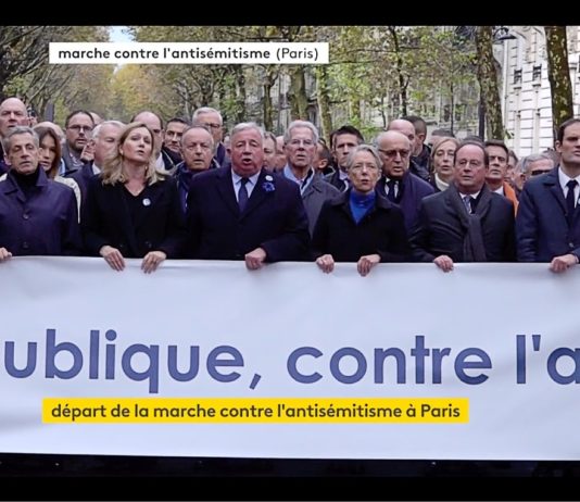 Marsch gegen Antisemitismus: Politiker an der Spitze des Pariser Demonstrationszuges singen die Marseillaise Marsch_gegen_Antisemitismus_ScreenF2