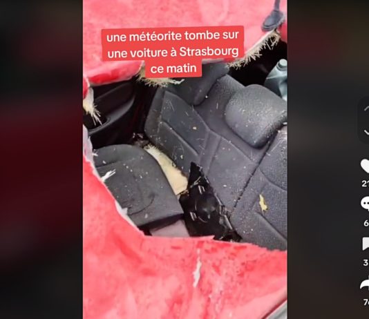 Straßburg: Ist wirklich ein Meteorit auf ein Auto gestürzt? Polizei und Feuerwehr vermuten das Meteorit_Strassburg_ScreenTikTok