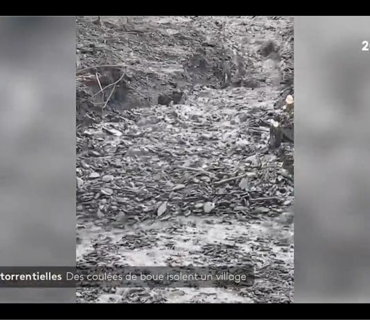 Sintflutartige Regenfälle: Schlammlawinen isolieren ein Dorf im Departement Haute-Savoie Schlammlawine_ScreenF2
