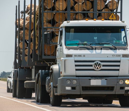 33-Tonnen-Holztransporter fängt auf der Autobahn A20 im Departement Lot Feuer Holz_LKW