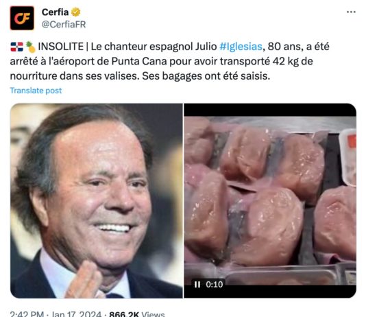 Dom-Rep: Julio Iglesias am Flughafen festgenommen – Zoll findet 42 kg Lebensmittel in seinem Gepäck Iglesias_Dom-Rep_Verhaftung_ScreenX