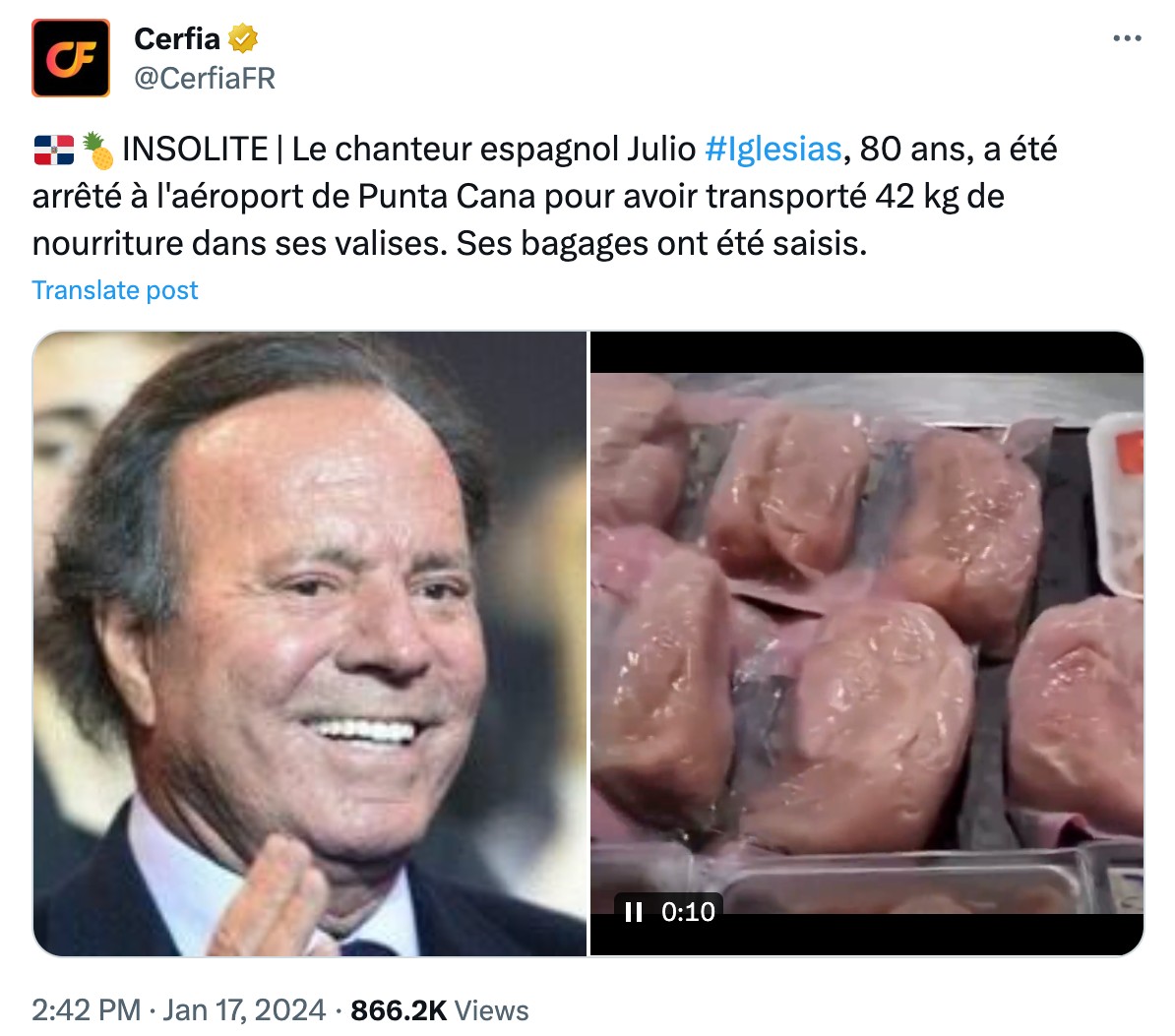 Dom-Rep: Julio Iglesias am Flughafen festgenommen - Zoll findet 42 kg Lebensmittel in seinem Gepäck