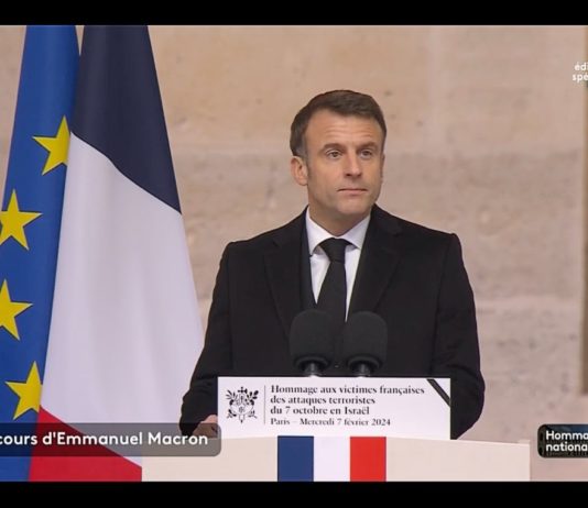 Macron nennt Hamas-Angriff vom 7. Oktober „das größte antisemitische Massaker unseres Jahrhunderts“ Macron_Ehrung_Opfer_Hamas_ScreenF2
