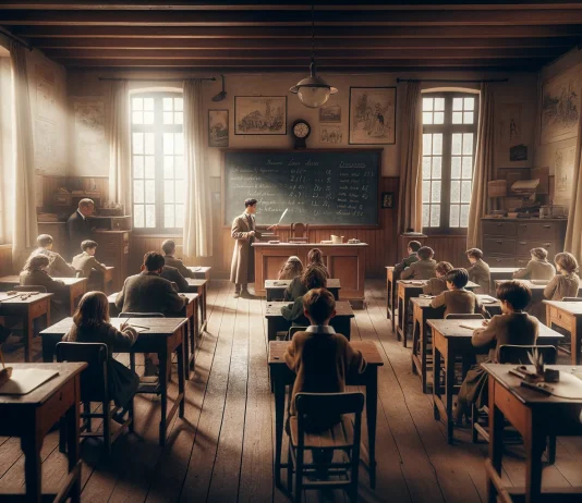 Geschichtsstunden, die das Leben schreibt: Eine Zeitreise in die 1940er Jahre 1940-Klassenraum_Illustration