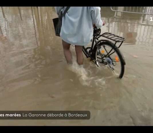 Hochwasser in Bordeaux: Die Garonne tritt über die Ufer Ueberschwemmung_Bordeaux_screenF2