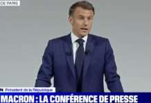 Macron: Erste Pressekonferenz nach der Auflösung der Nationalversammlung Macron_Pressekonferenz_ScreenshotBFMTV