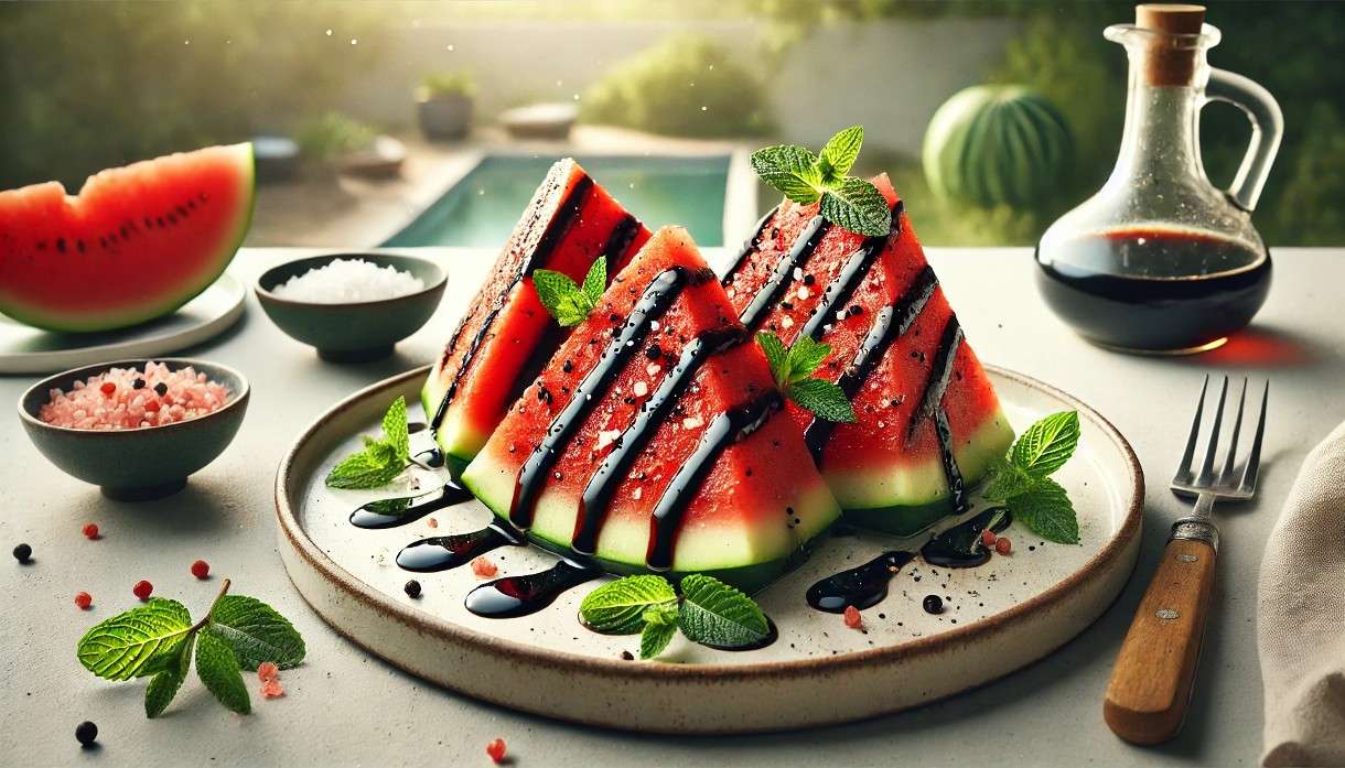 Wassermelone für die heißen Tage: Gegrillte Wassermelone mit Balsamico-Reduktion