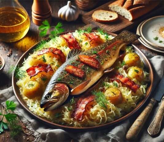 Die großartige Küche des Elsass: Truite sur Choucroute Truite_sur_Choucroute