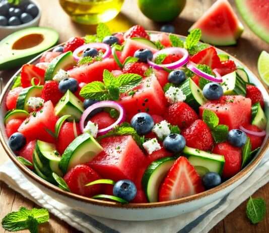 Erfrischender Wassermelonen-Fruchtsalat für heiße Sommertage Wassermelonen-Fruchtsalat