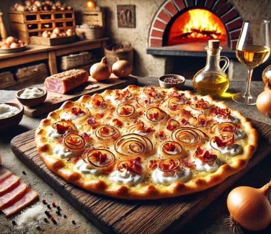 Flammkuchen (Tarte flambée) – Ein kulinarisches Erbe des Elsass Elsaesser-Flammkuchen