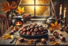 Ardèche und die Macht der Marone – Wintergenuss, Tradition und regionaler Stolz eine gemütliche Herbstszene mit frisch gerösteten Kastanien