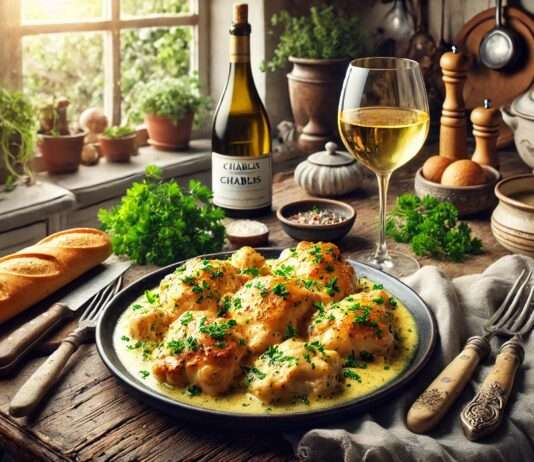 Poulet à la Chablisienne: Ein Burgundischer Klassiker mit Chablis-Wein Poulet-a-la-Chablisienne
