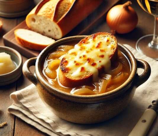 Soupe à l’oignon: Der französische Klassiker vegetarisch interpretiert Soupe-a-l-oignon