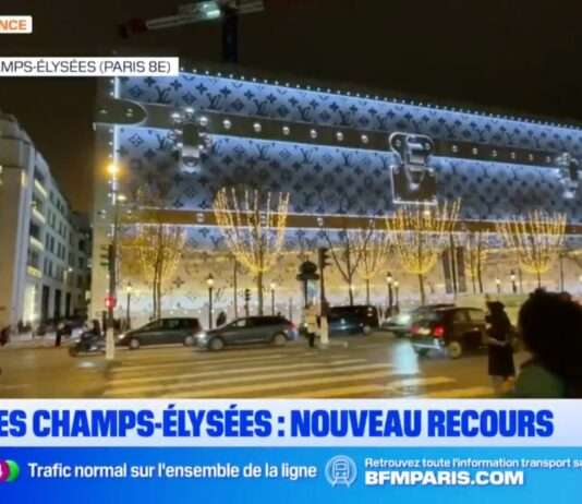 Streit um die XXL-Luxuswerbung: Ein Louis-Vuitton-Koffer auf den Champs-Élysées sorgt für Aufruhr Louis_Vuitton_Champs_Elysees_ScreenBFMTV