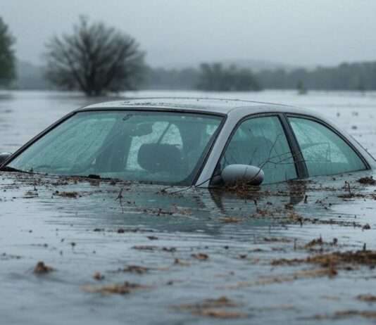 Dramatik in der Vendée: Senioren in letzter Sekunde vor den Fluten gerettet Auto_Hochwasser_Illustration
