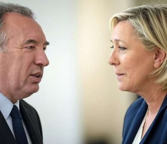 Marine Le Pens Verurteilung und die Gratwanderung des französischen Premierministers Bayrou Bayrou_Le-Pen_Illustration