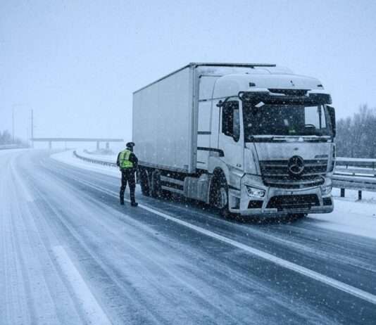 Glatteis-Chaos auf den Autobahnen A25 und A26: Mehrere Unfälle in Nordfrankreich Glatteis_Autobahn_LKW_Illustration
