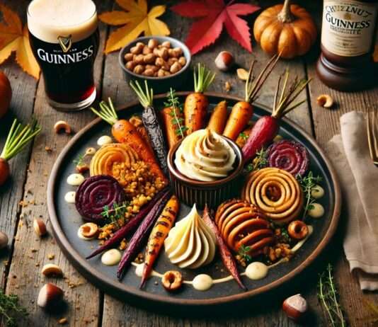 Les Légumes d’Automne Roulés dans une Vinaigrette à l’Huile de Noisettes, Crème de Châtaignes et Crumble à la Guinness Legumes-d-automne