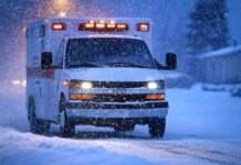 Wintereinbruch in Nordfrankreich: Zwei Tote durch Schnee und Kälte Rettung_Krankenwagen_Schnee_Illustration