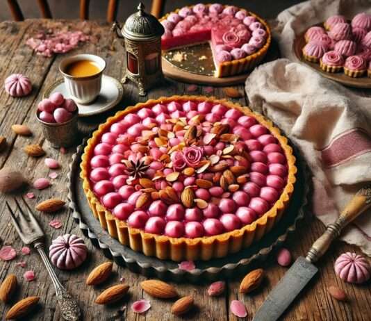 Aus den Bouchons von Lyon: Tarte aux Pralines Roses – Ein süßer Genuss Tarte-aux-Pralines-Roses