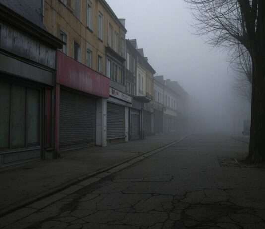 Überschwemmungen zwingen Bewohner in der Normandie zum Auszug: Konflikt zwischen Sicherheit und Heimat Verlassenes_Wohnviertel_Illustration