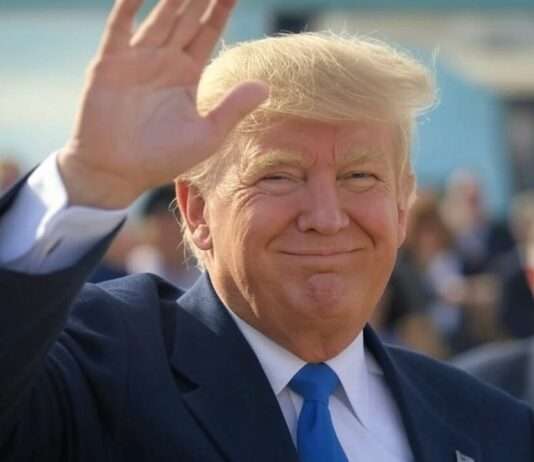 Ein moralischer Appell: USAID-Kürzungen und Migrationspolitik der USA unter Kritik Donald_Trump_winkend_Illustration