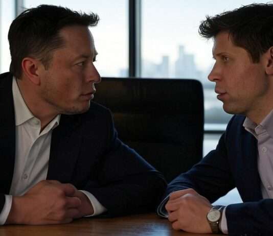 Elon Musks milliardenschweres Angebot für OpenAI: Kampf um die Zukunft der Künstlichen Intelligenz Elon_Musk-Sam_Altman_Illustration