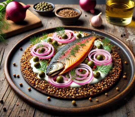 Alpenküche modern interpretiert: Geräucherte Forelle auf Buchweizen-Galette mit Zitronen-Miso-Crème Forelle_Buchweizen-Galette