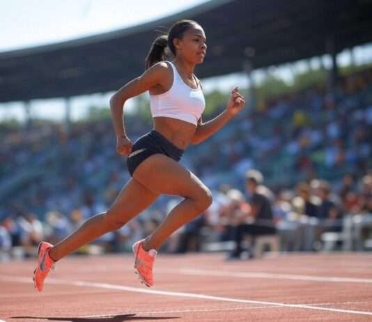 Trump unterzeichnet Dekret: Transgender-Frauen von Frauensport ausgeschlossen Frau_Leichtathletik_Stadion_Illustration