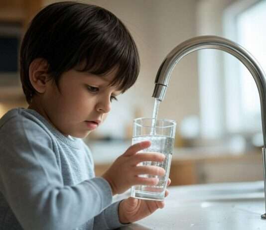 Giftiger Wasserhahn: Sieben Dörfer südlich von Arras ohne Trinkwasser – der stille Ausnahmezustand im ländlichen Frankreich Kind_Glas_Wasser_Illustration