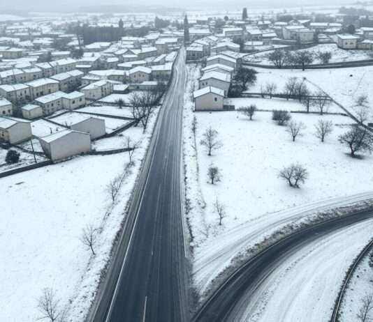 Schnee und Eis: Ein Sonntag im Schneckentempo Schnee_Dorf_Illustration