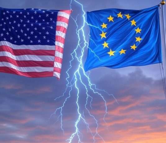 Die transatlantische Kluft: Sind die USA zu Gegnern Europas geworden? USA_Europa_Spannungen_Illustration