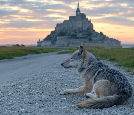 Ein Wolf in der Bucht des Mont-Saint-Michel – Rückkehr eines legendären Raubtiers Wolf_Normandie_Illustration