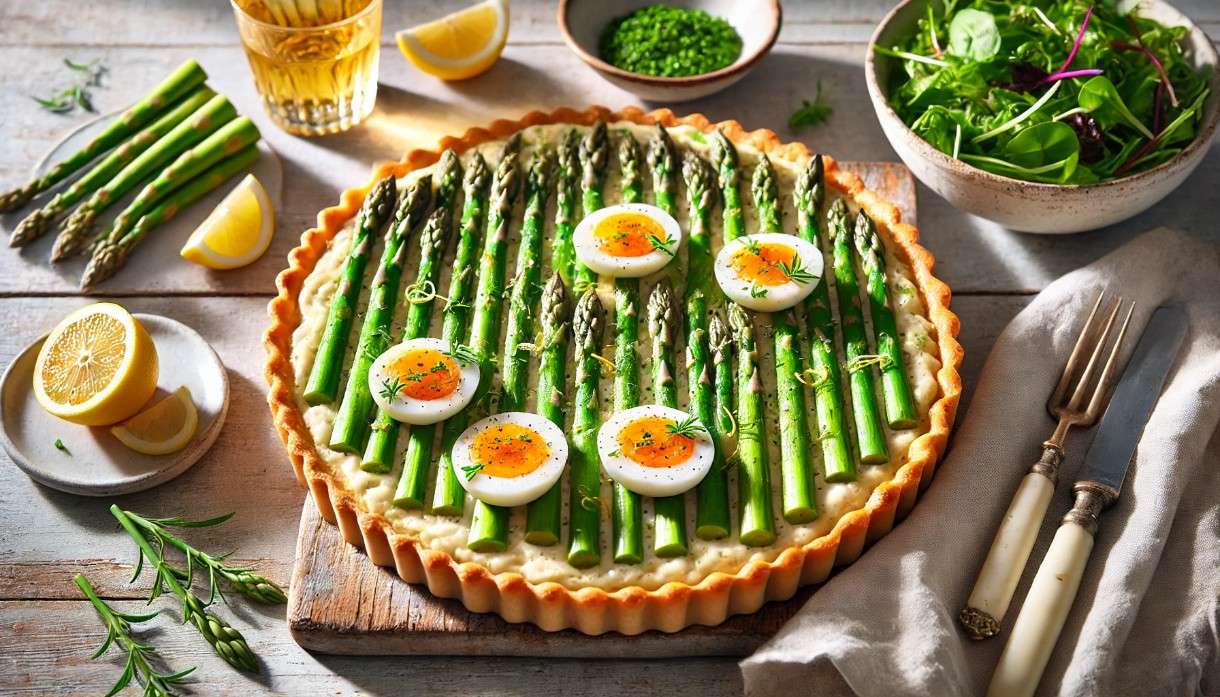 Ostern – modern: Asparagus Mimosa Tarte mit Comté & Estragon