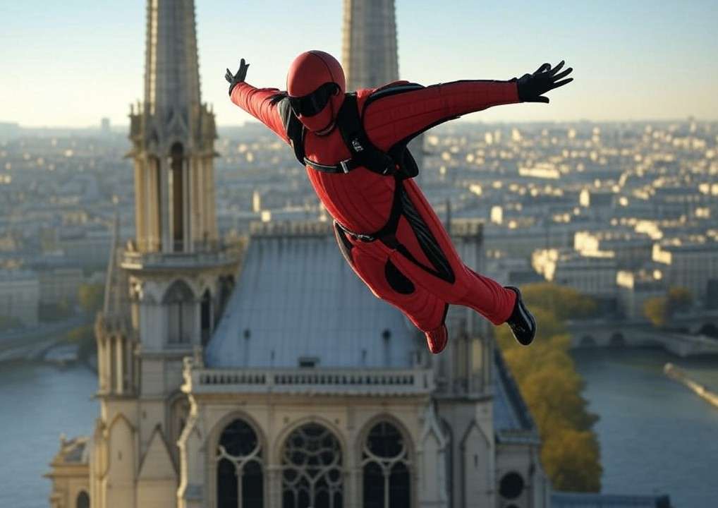 Sprung ins Staunen – und ins Sicherheitsvakuum: Waghalsiger Base-Jump von Notre-Dame