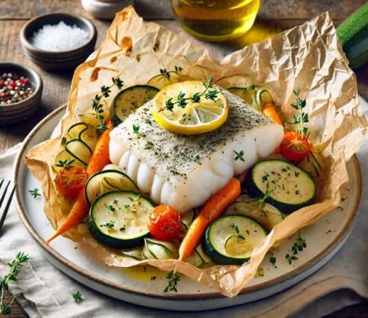 Leichtes in der Fastenzeit: Cabillaud en Papillote – Sanft gegarter Kabeljau mit Gemüse Cabillaud-e-Papillote