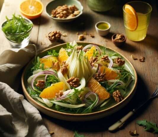 Scheinfasten – Abendessen: Französischer Fenchelsalat mit Orangenfilets und Walnüssen Fenchelsalat-Orangenfilets