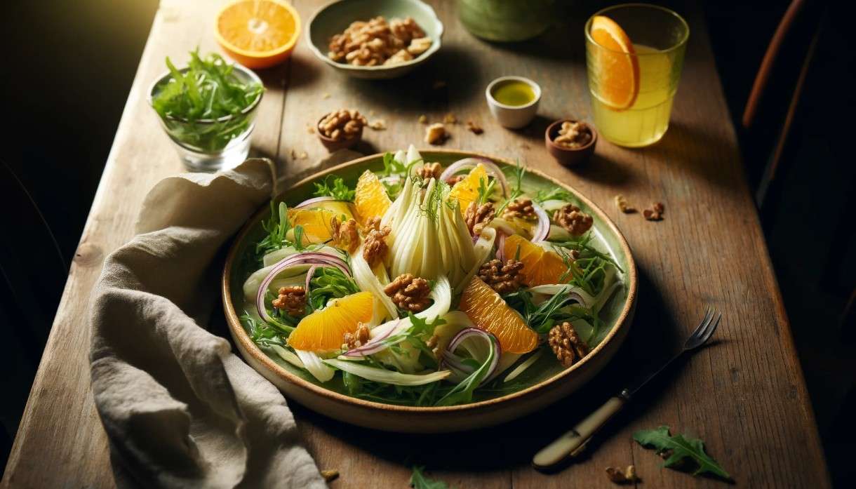 Scheinfasten – Abendessen: Französischer Fenchelsalat mit Orangenfilets und Walnüssen