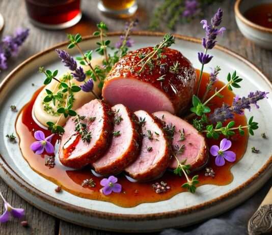 Die Küche der Provence erfindet sich neu: Lavendel-Glasierte Entenbrust mit Honig-Thymian-Sauce Lavende-glasierte-Entenbrust