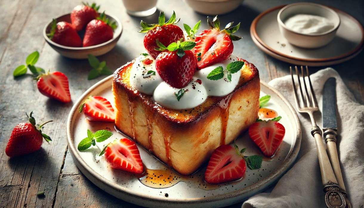 Ostern – modern: Pain Perdu de Pâques mit Ziegenfrischkäse & Erdbeeren