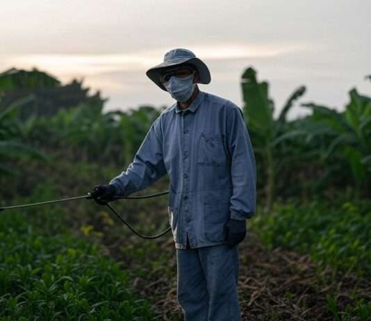 Giftige Doppelmoral – Wie ein verbotenes BASF-Pestizid in Lyon produziert und exportiert wird Pestizide_Plantage_Bananen_Illustration