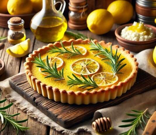 Die Küche der Provence erfindet sich neu: Rosmarin-Zitronen-Tarte mit Olivenöl-Sablé und Honig-Ricotta Rosmarin-Zitronen-Tarte