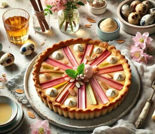 Ostern – modern: Tarte Normande mit Rhabarber, Calvados und Vanille-Crème Tarte_Normande_Rhabarber