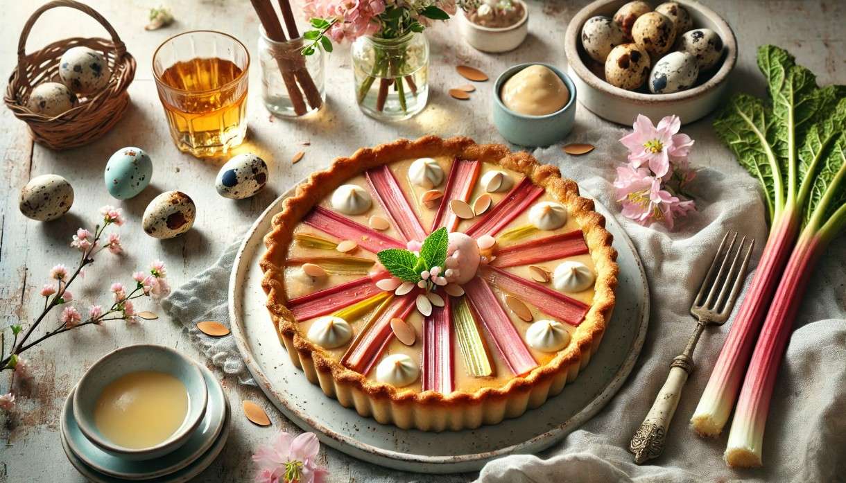 Ostern – modern: Tarte Normande mit Rhabarber, Calvados und Vanille-Crème